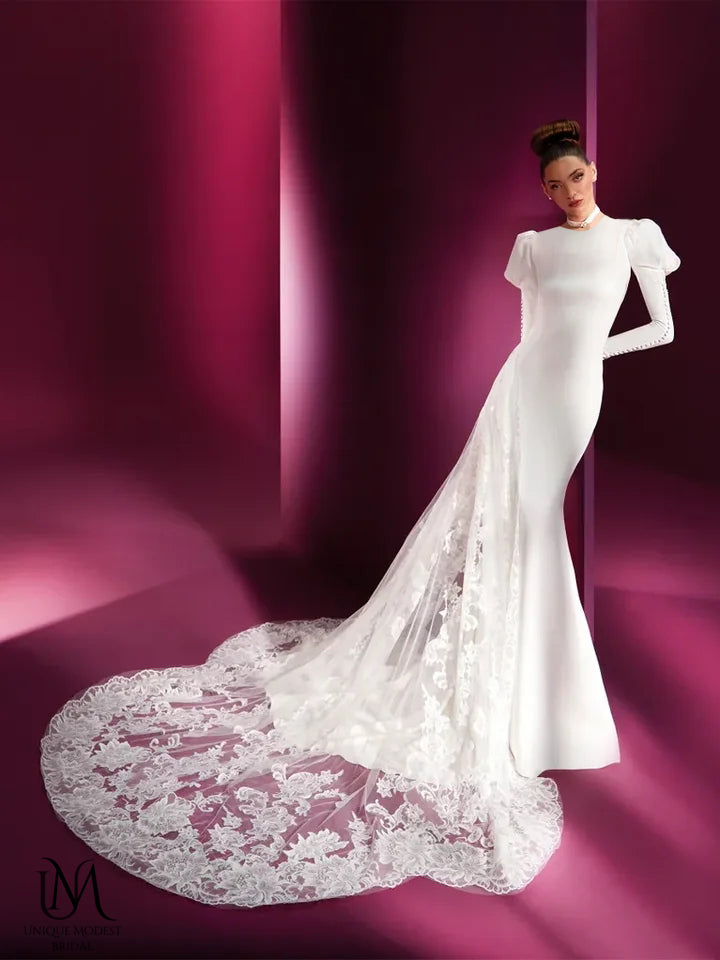 Frost - Elegant Modest Mermaid Wedding Dress