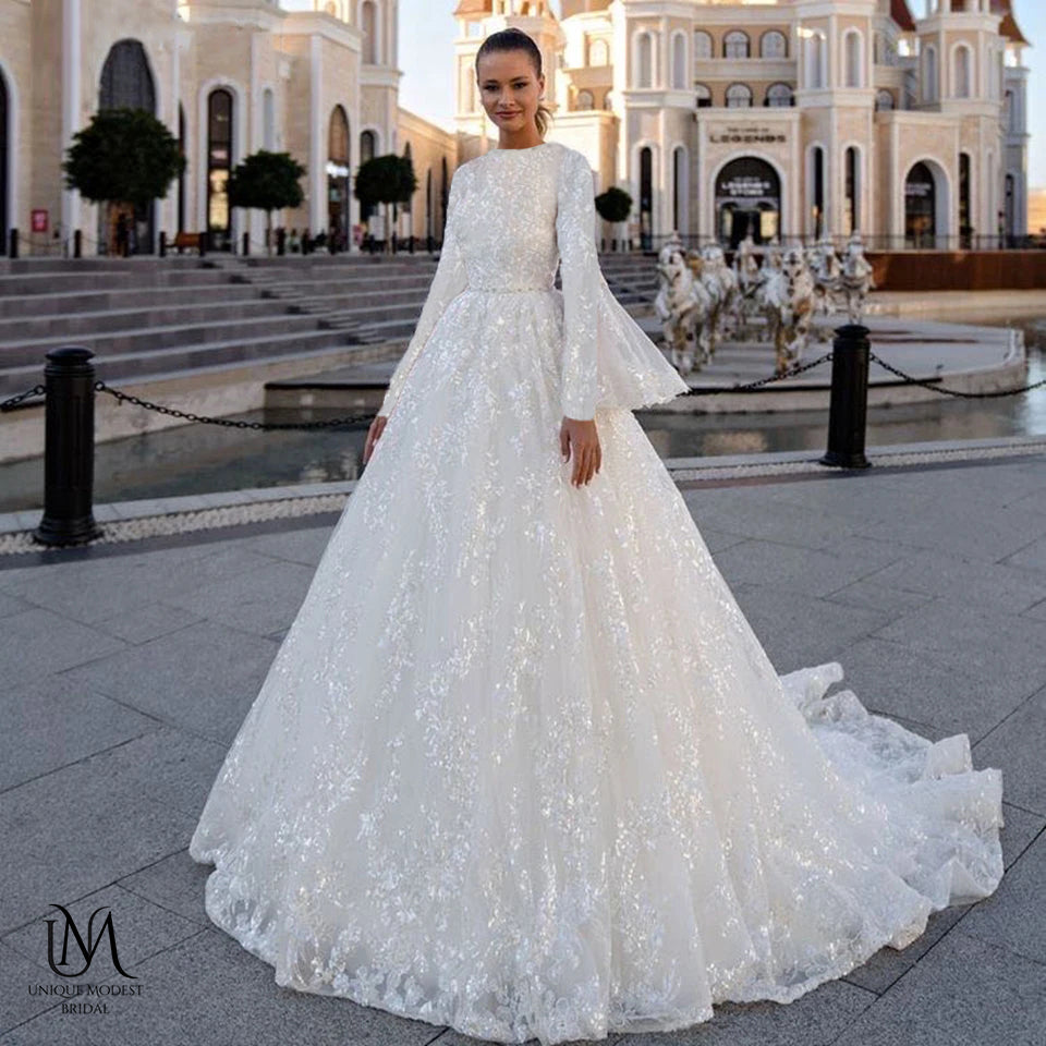 Cherisha - Elegant A-Line Modest Wedding Dress