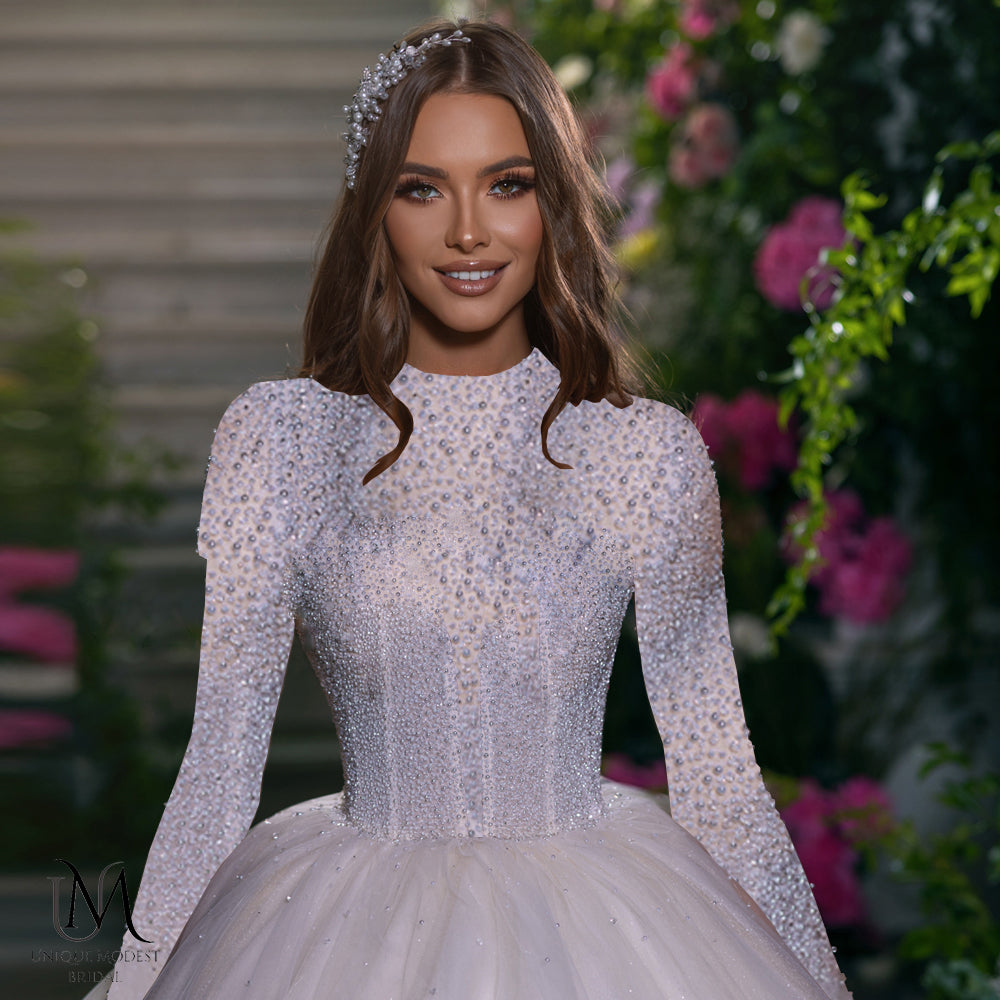 Avigal - Elegant A-Line / Ball Gown Modest Wedding Dress