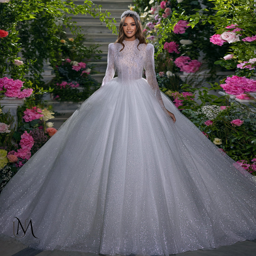 Avigal - Elegant A-Line / Ball Gown Modest Wedding Dress