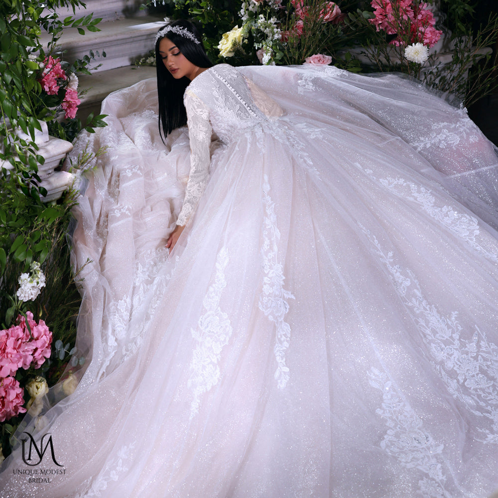 Bliss - Long Sleeve A-Line / Ball Gown Modest Wedding Dress
