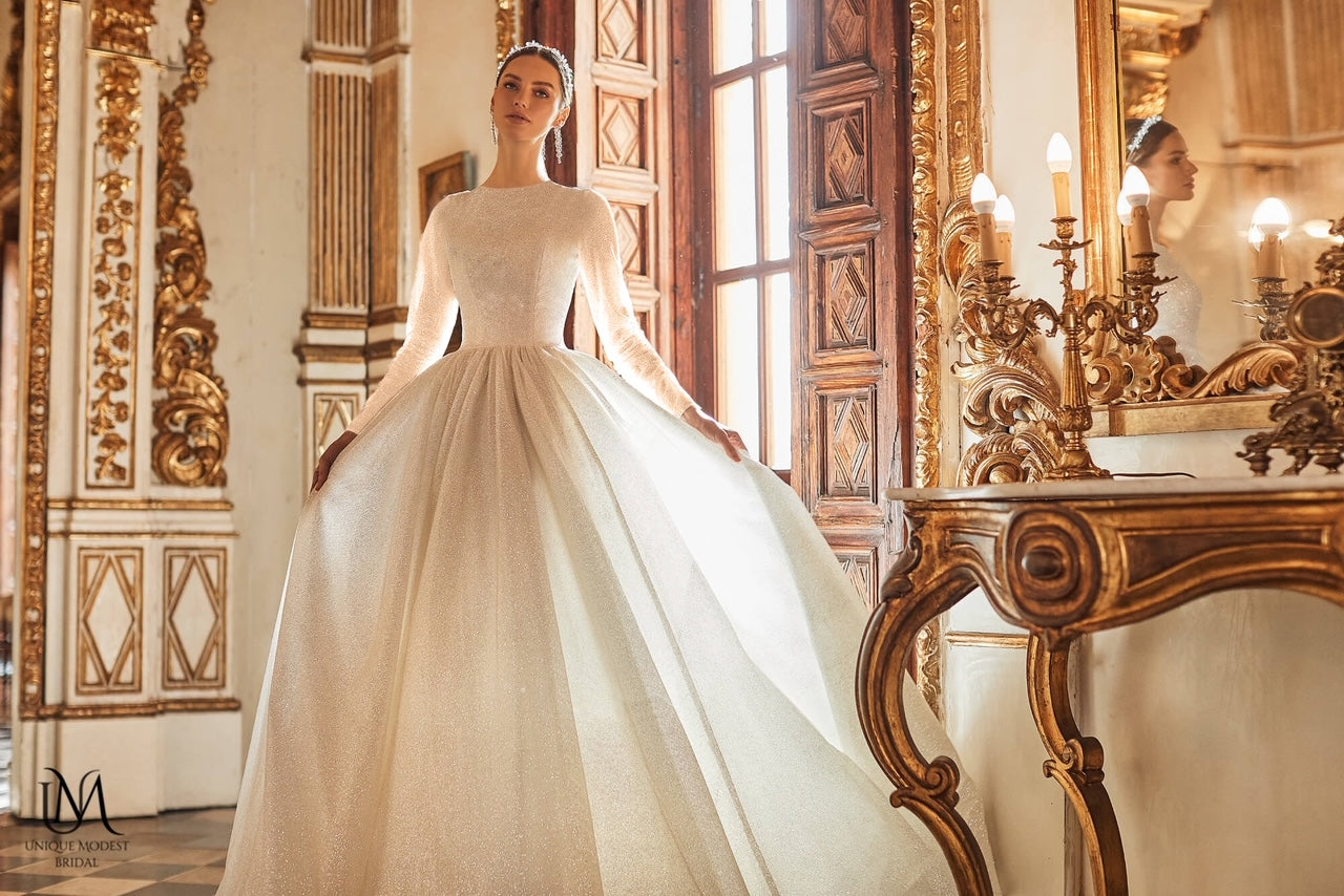 EternaChic - Elegant A-Line Long Sleeve Modest Wedding Dress