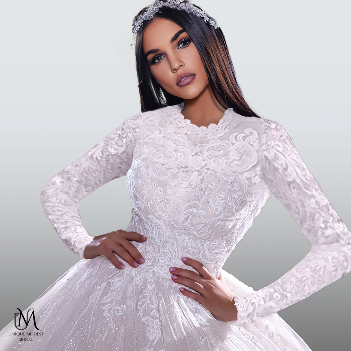 Bliss - Long Sleeve A-Line / Ball Gown Modest Wedding Dress