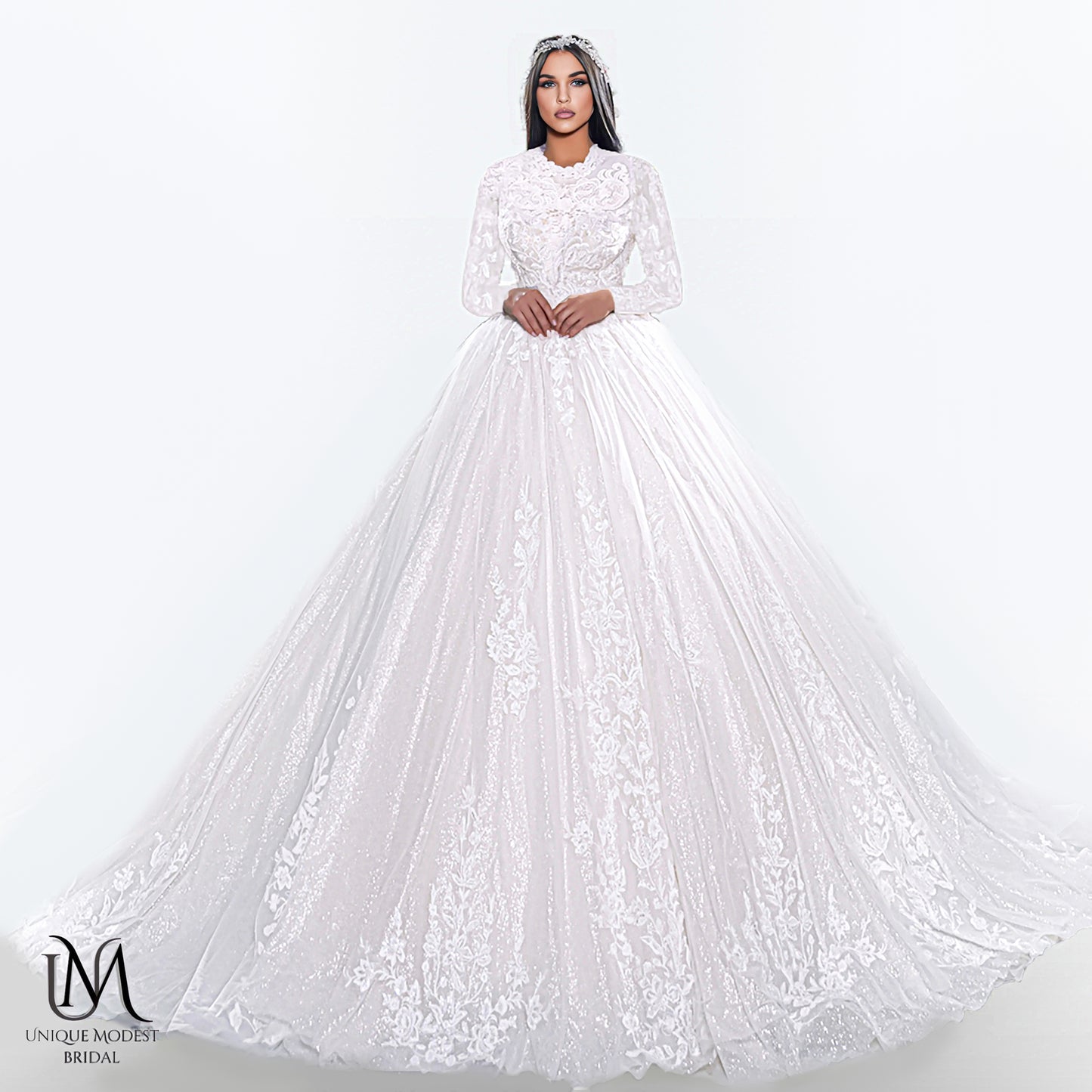 Bliss - Long Sleeve A-Line / Ball Gown Modest Wedding Dress