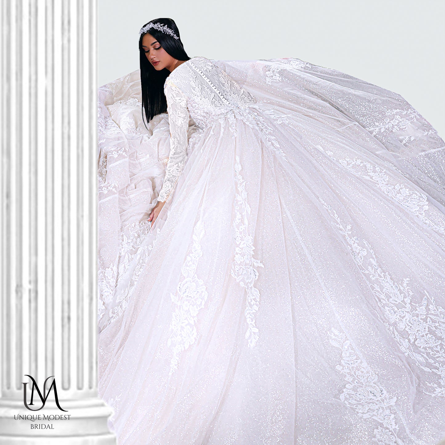 Bliss - Long Sleeve A-Line / Ball Gown Modest Wedding Dress