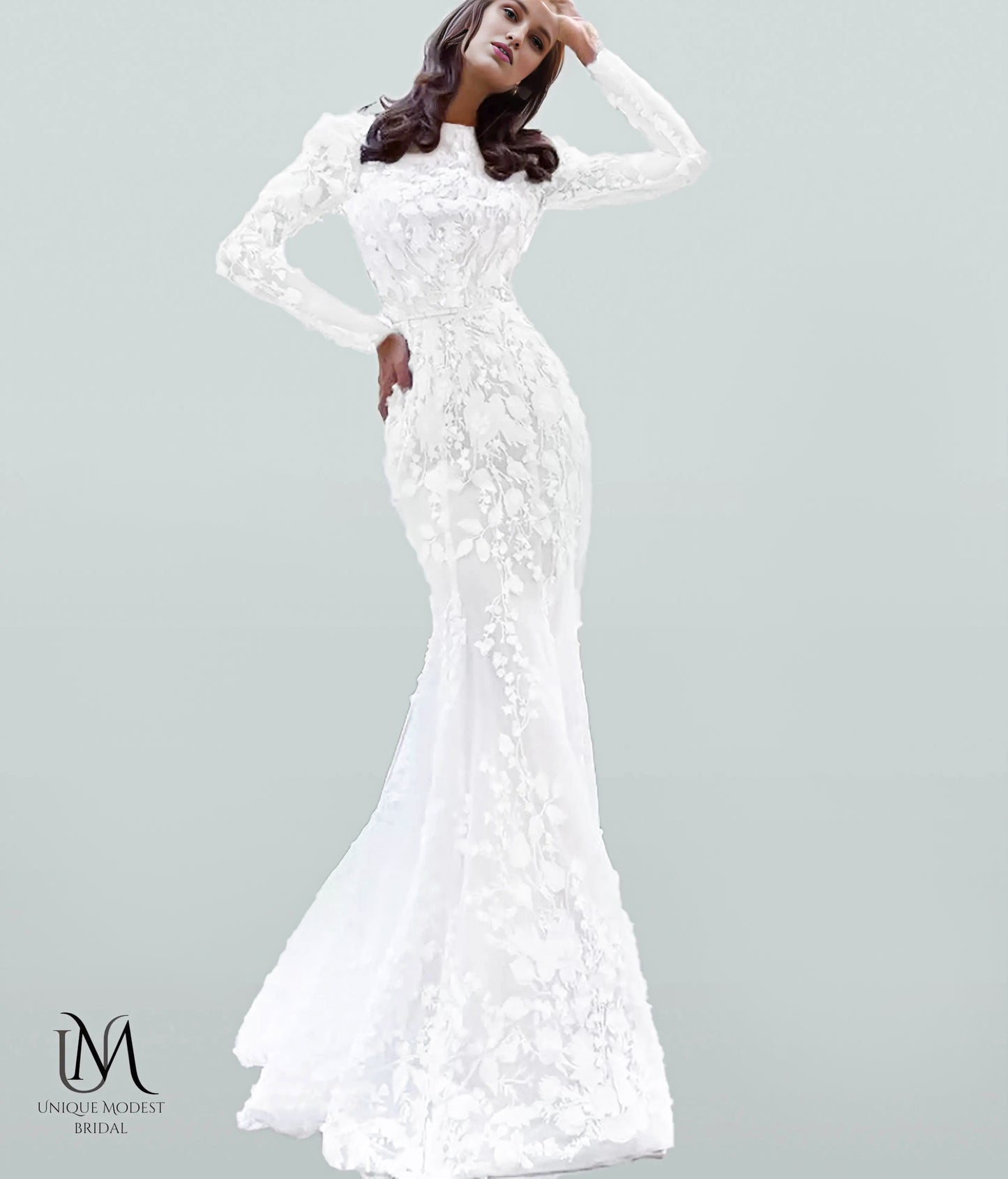 Crystal - Long Sleeve Mermaid Modest Wedding Dress