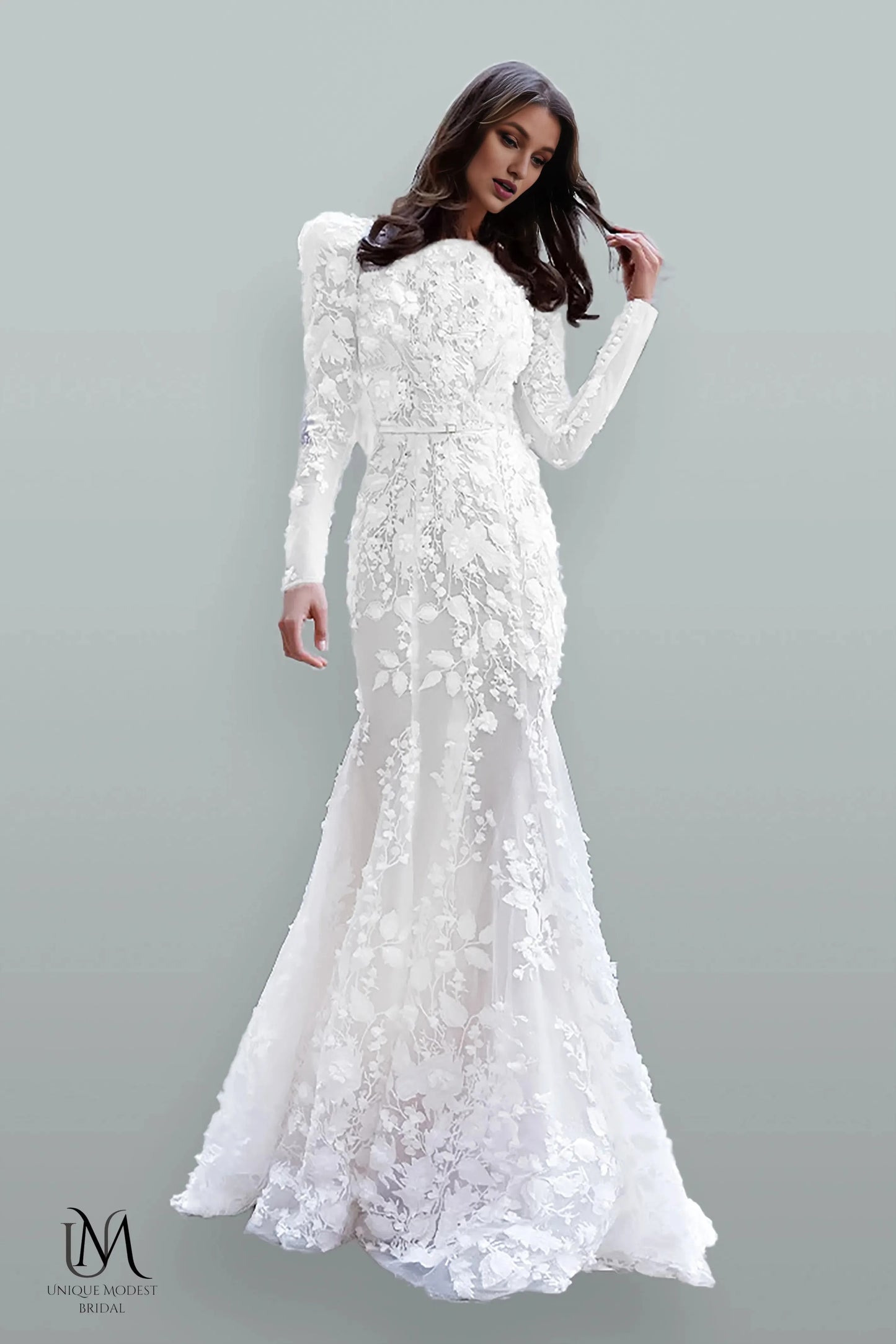 Crystal - Long Sleeve Mermaid Modest Wedding Dress