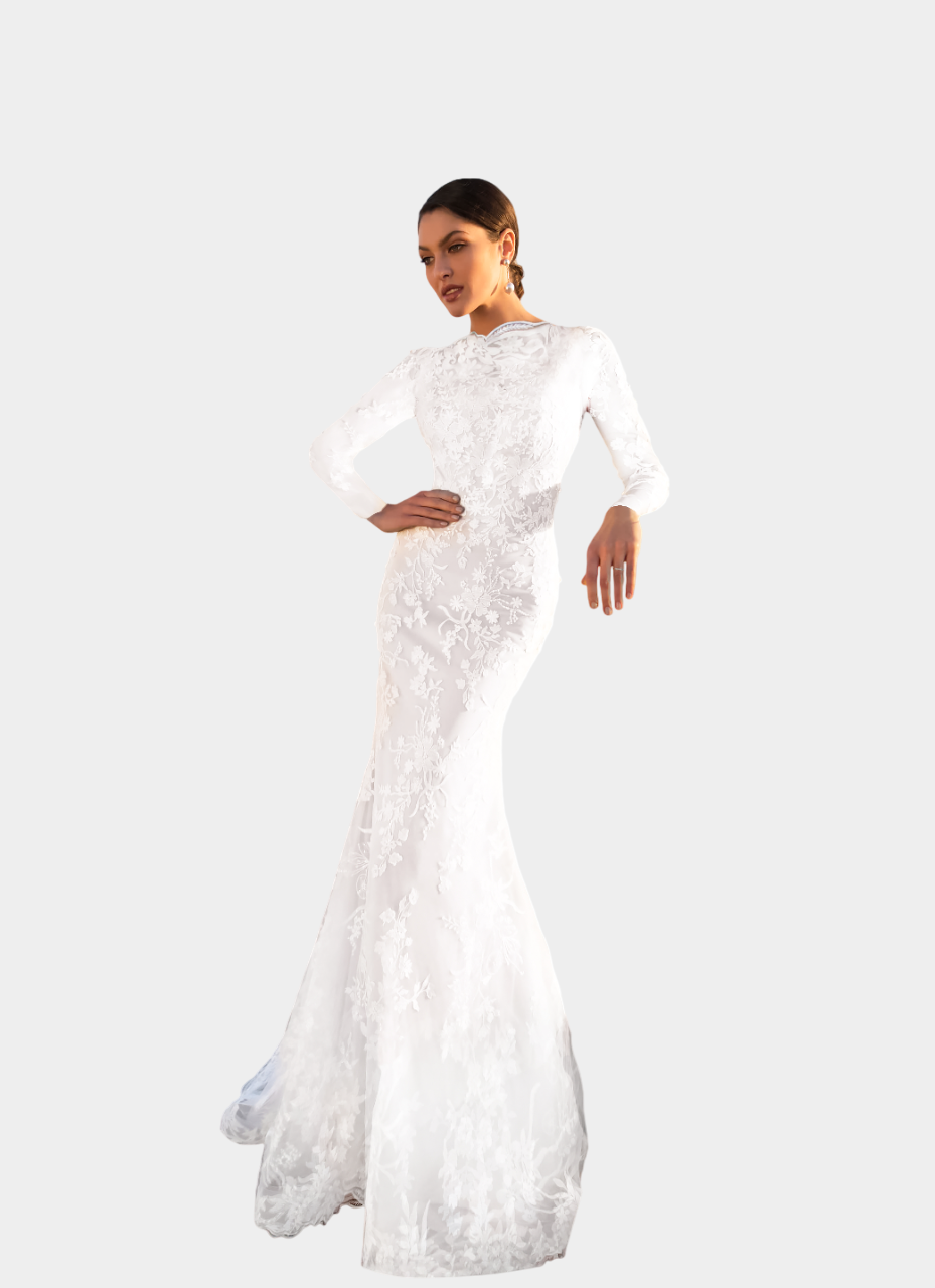 Diamond - Elegant Satin Modest Mermaid Wedding Dress