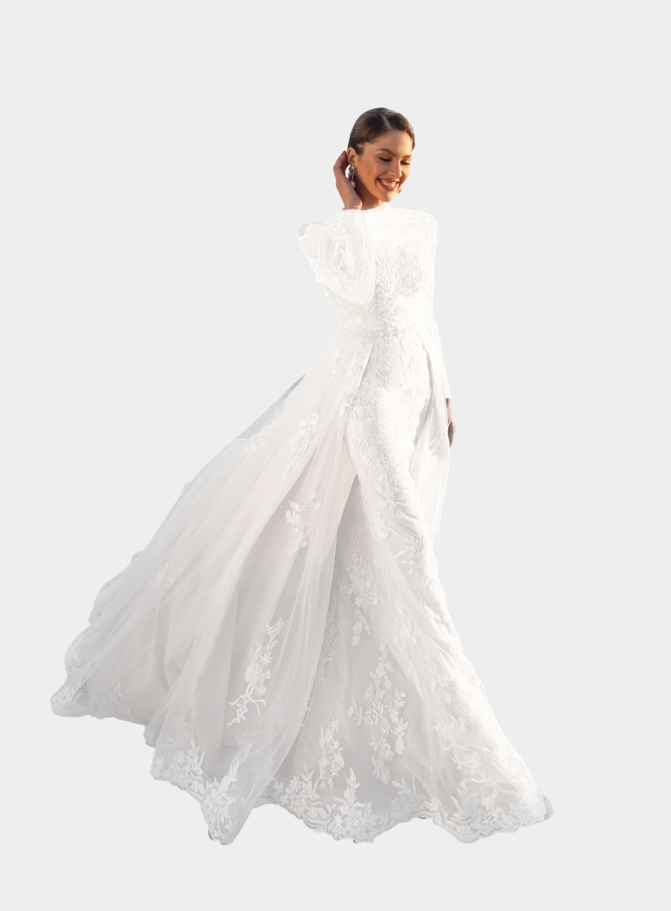 Diamond - Elegant Satin Modest Mermaid Wedding Dress