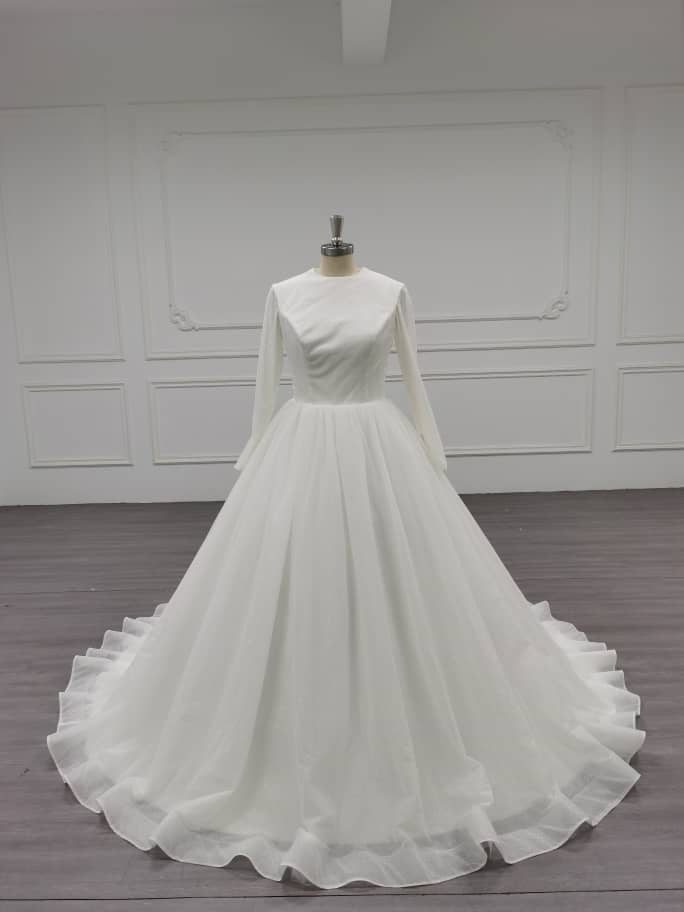 EternaChic - Elegant A-Line Long Sleeve Modest Wedding Dress