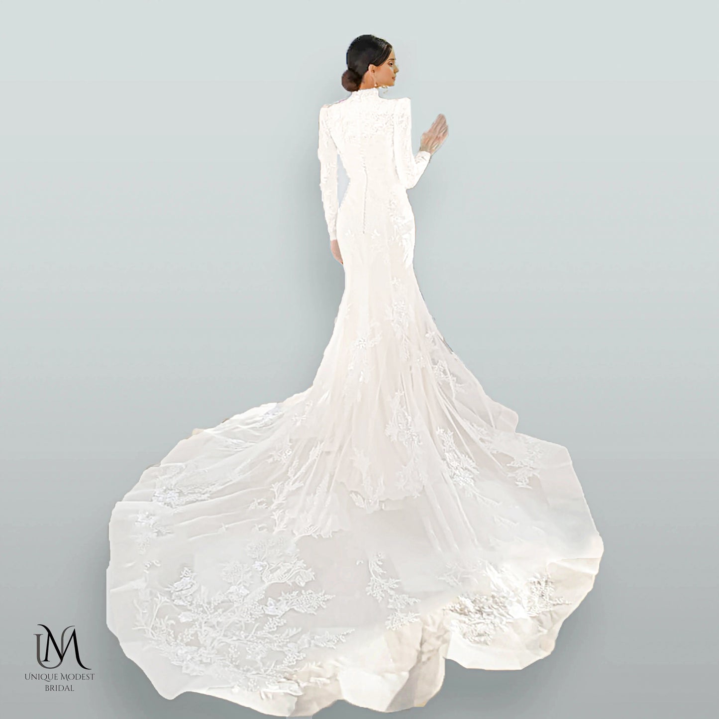 Fantasy - Sophisticated Modest Mermaid Bridal Gown for Modest Brides