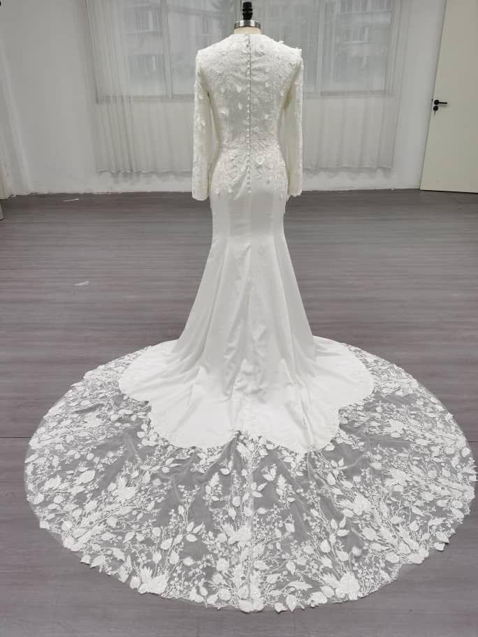 Flower - Beautiful Modest Mermaid Wedding Dress