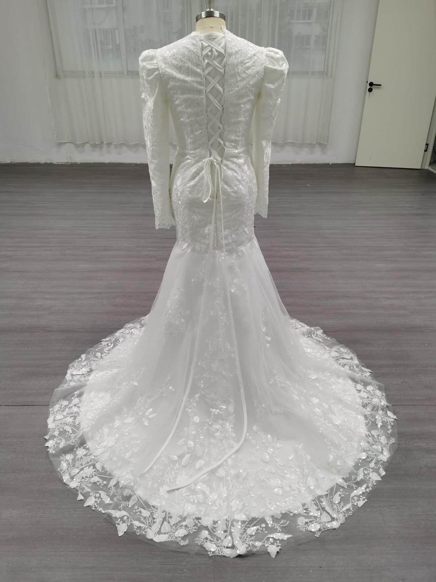 Crystal - Long Sleeve Mermaid Modest Wedding Dress