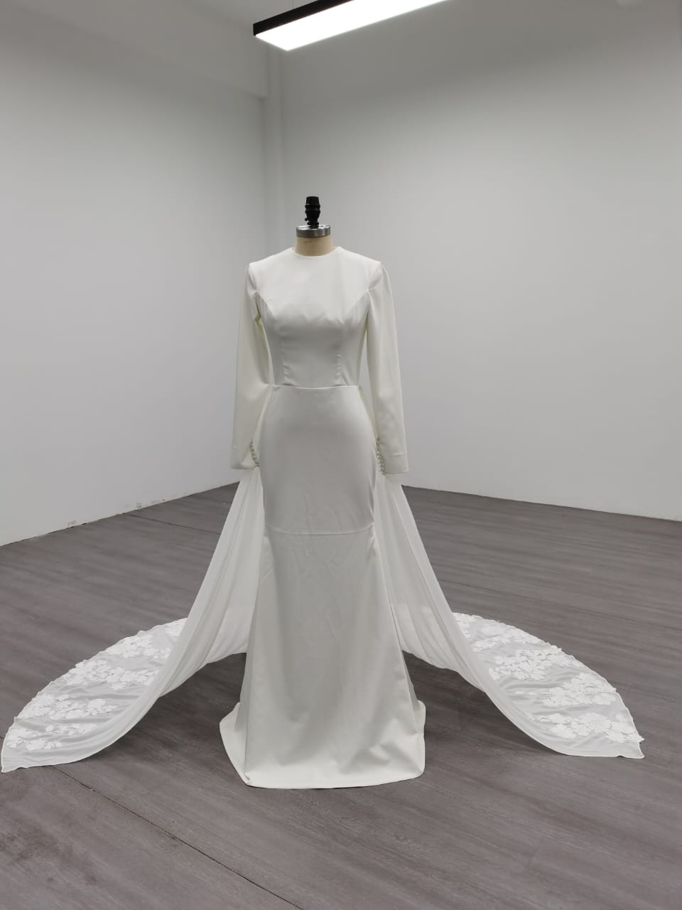 Lily - Elegant Minimalist Satin Modest Mermaid Wedding Dress