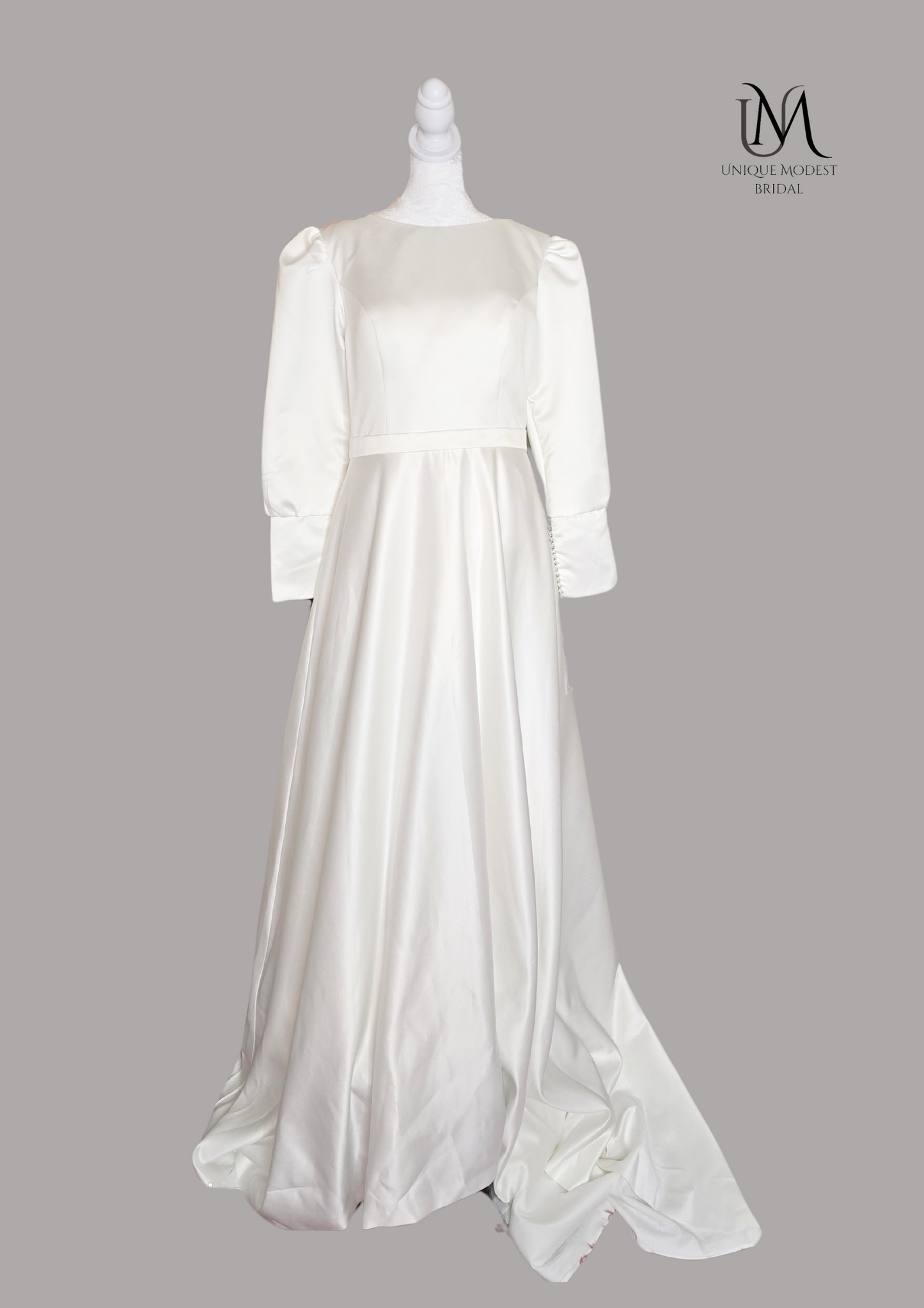 Jupiter - Simple Flow Satin Modest Wedding Dress