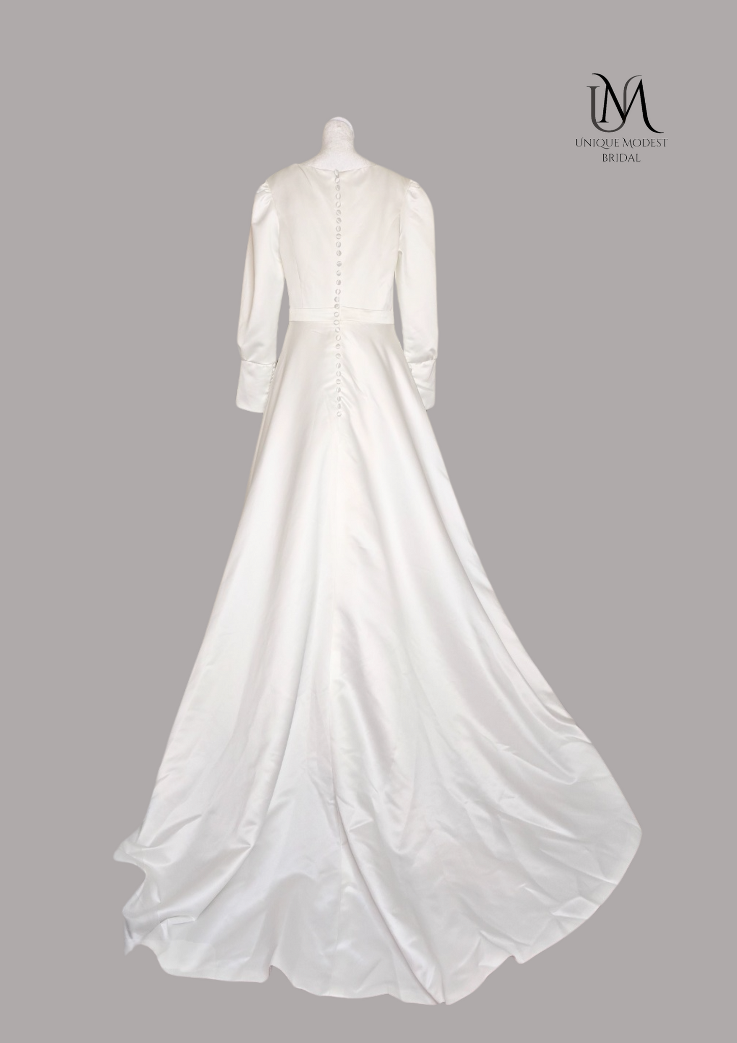 Jupiter - Simple Flow Satin Modest Wedding Dress