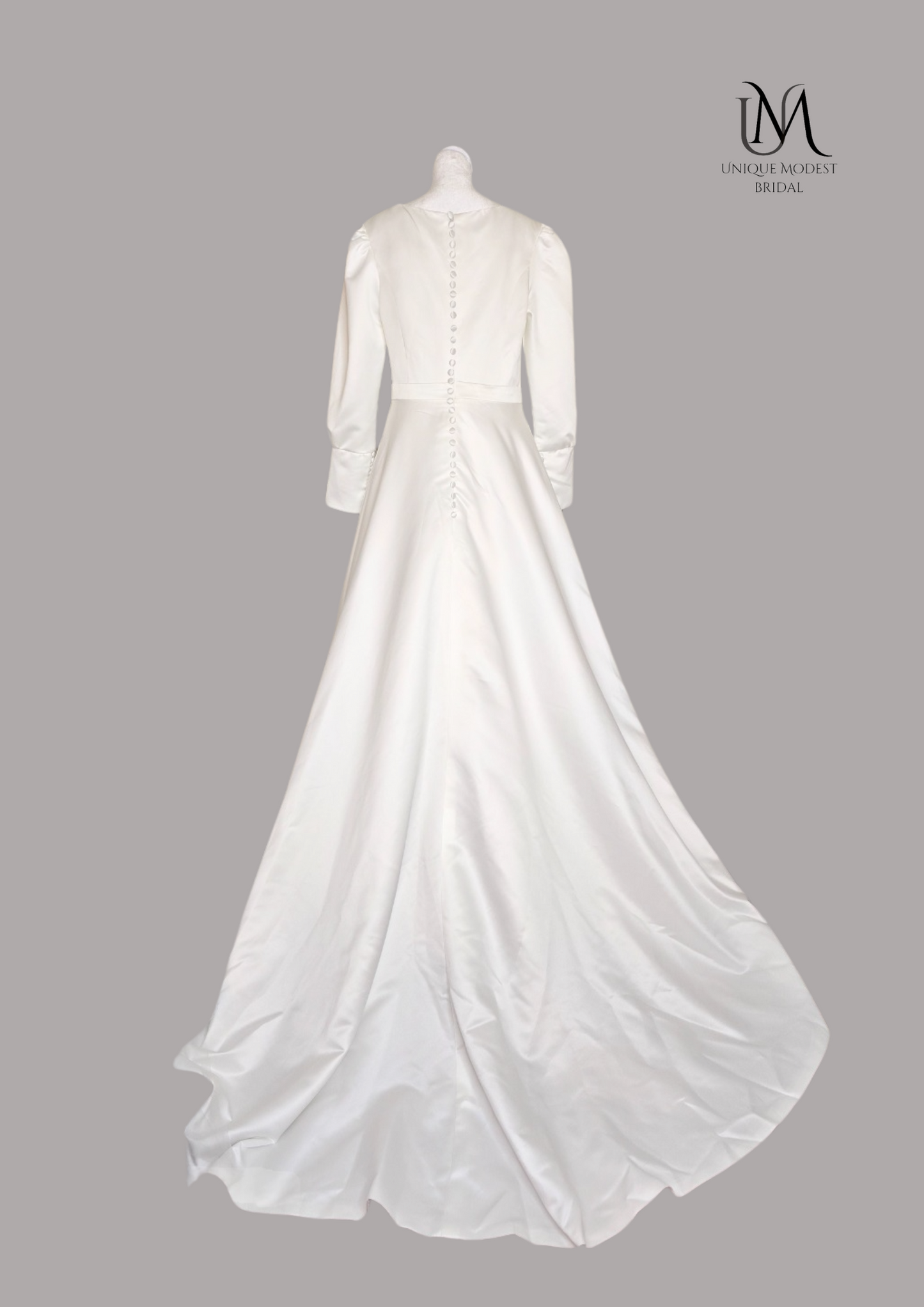 Jupiter - Simple Flow Satin Modest Wedding Dress