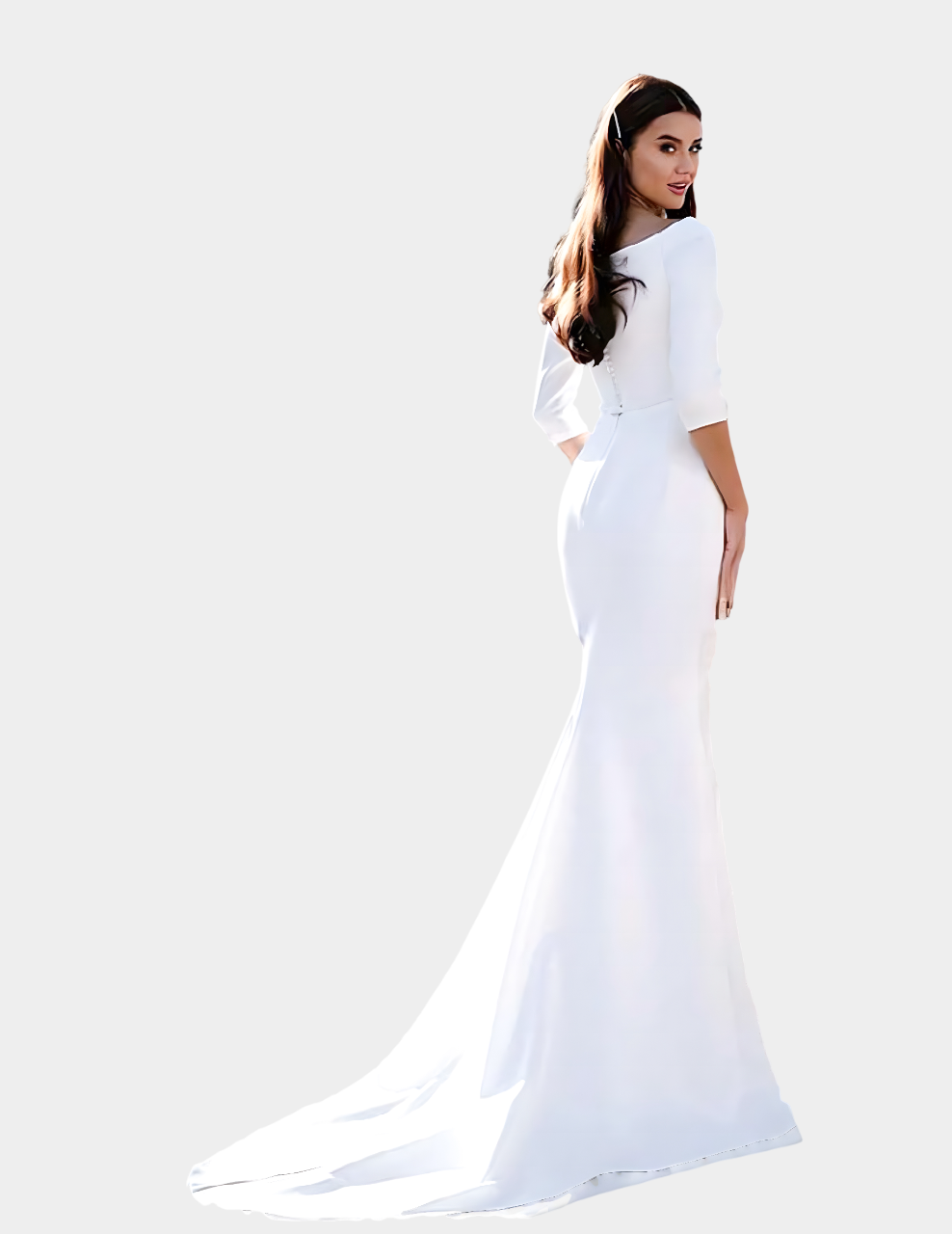 Lily - Elegant Minimalist Satin Modest Mermaid Wedding Dress