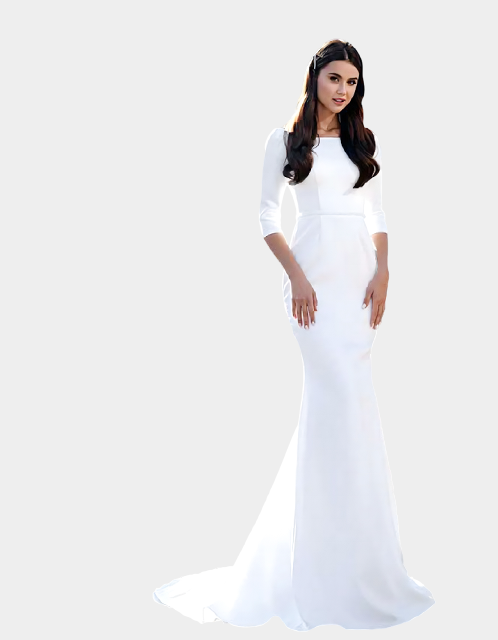 Lily - Elegant Minimalist Satin Modest Mermaid Wedding Dress