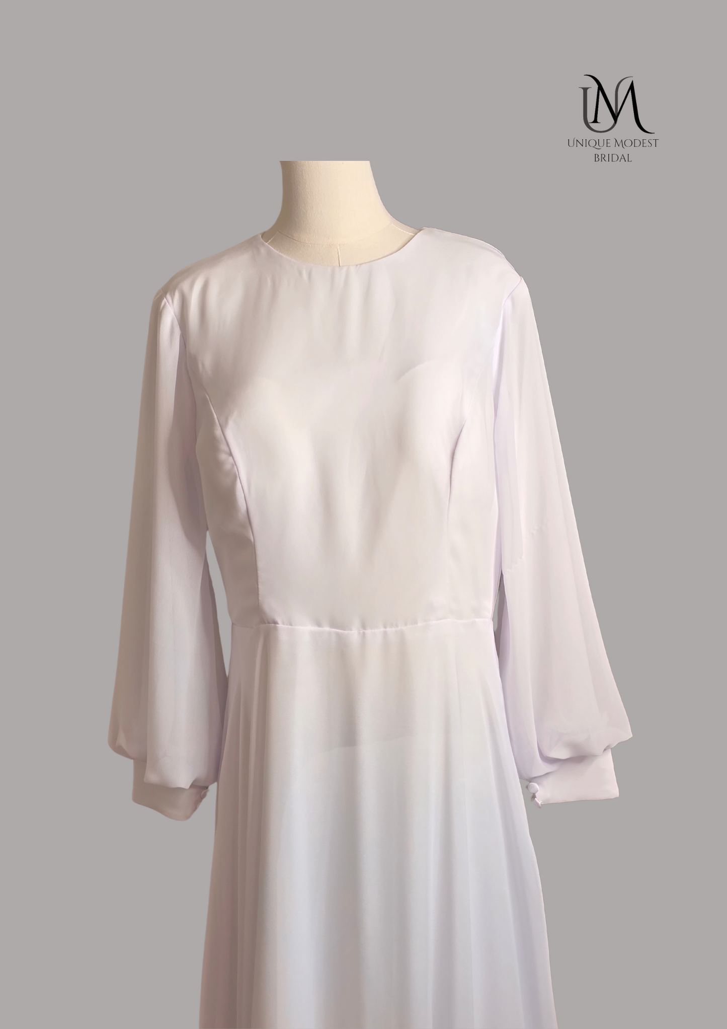 Moon - Elegant Minimalist Chiffon Modest Wedding Dress
