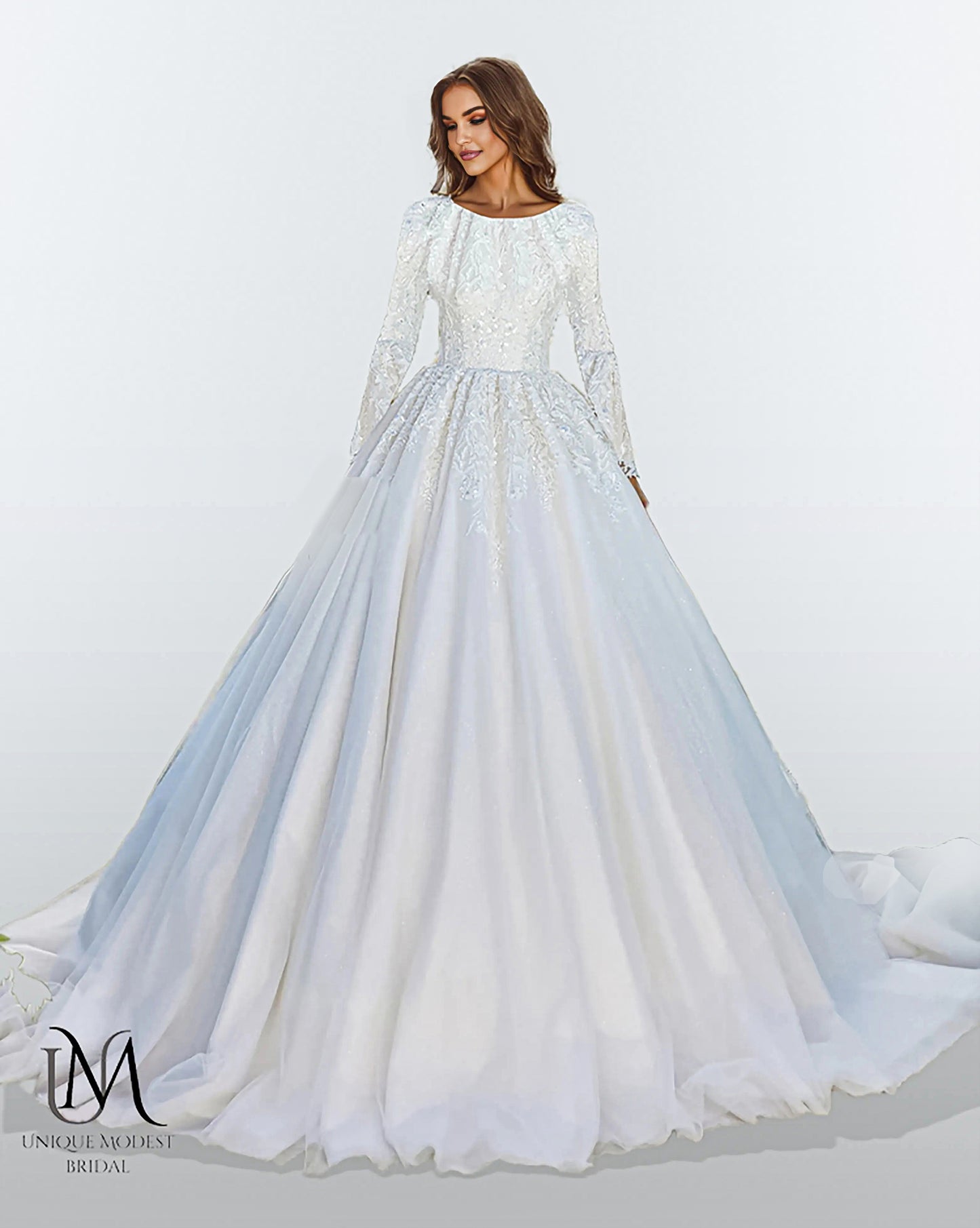 Radiantique - Elegant A-Line / Ball Gown Modest Wedding Dress