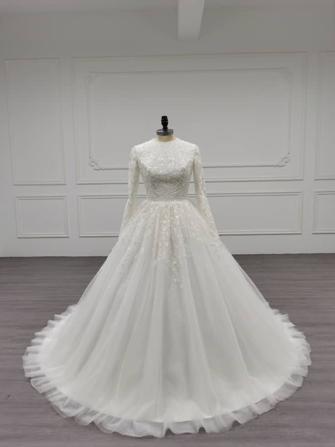 Radiantique - Elegant A-Line / Ball Gown Modest Wedding Dress
