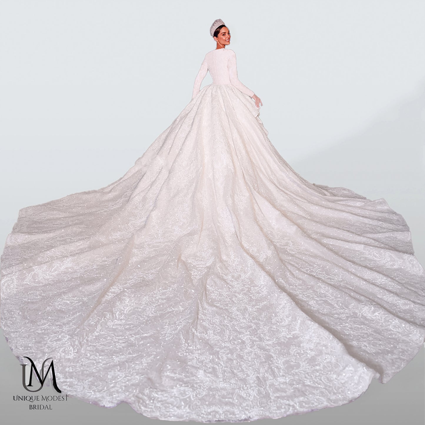 Sophia - Elegant Modest Wedding Dress in Satin and Lace