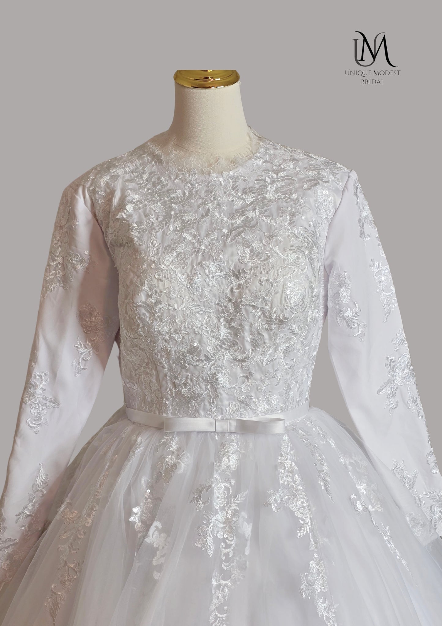 Veronica - Elegant Satin A-Line Modest Wedding Dress