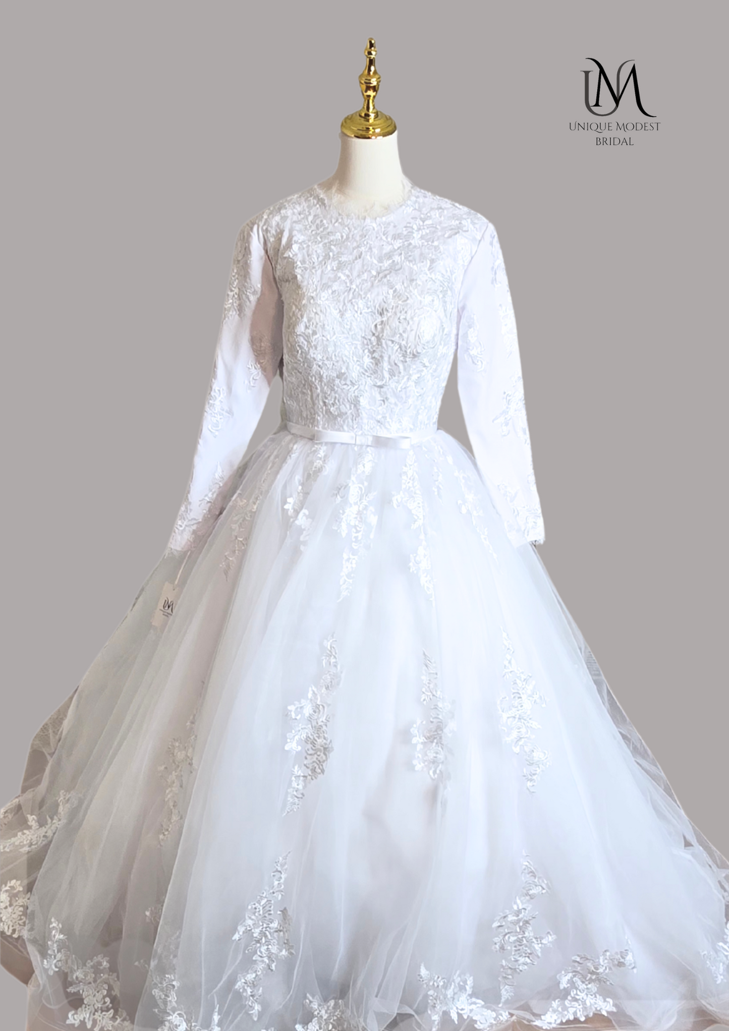 Veronica - Elegant Satin A-Line Modest Wedding Dress