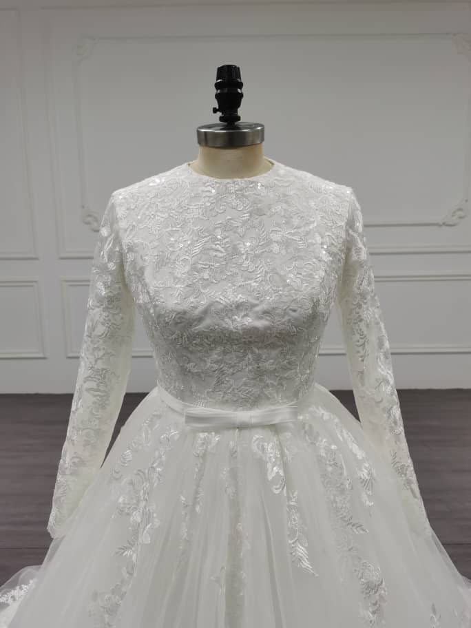 Veronica - Elegant Satin A-Line Modest Wedding Dress
