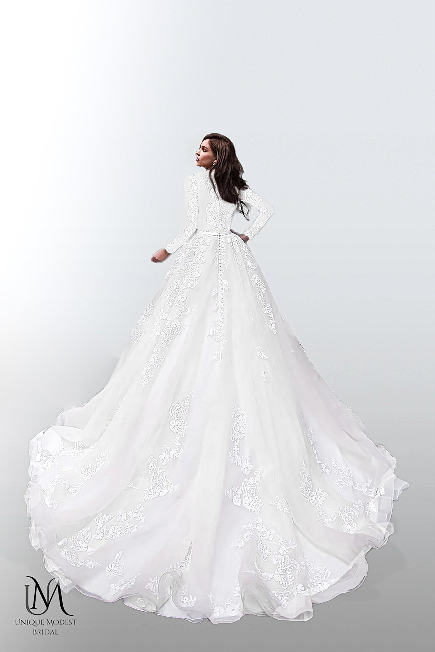 Veronica - Elegant Satin A-Line Modest Wedding Dress
