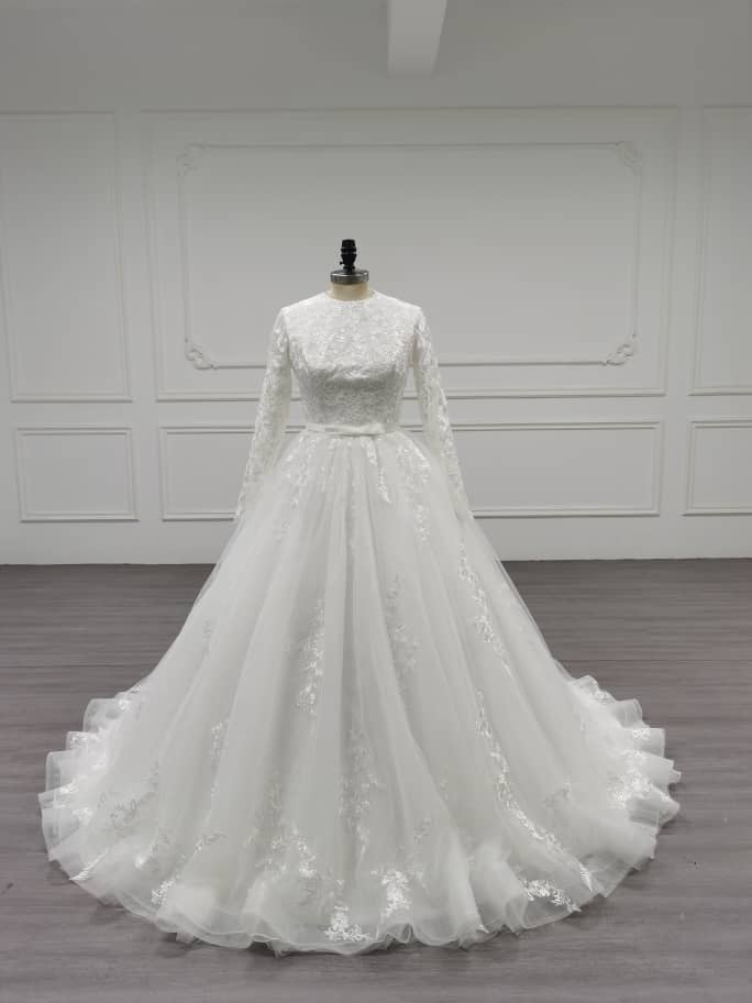 Veronica - Elegant Satin A-Line Modest Wedding Dress