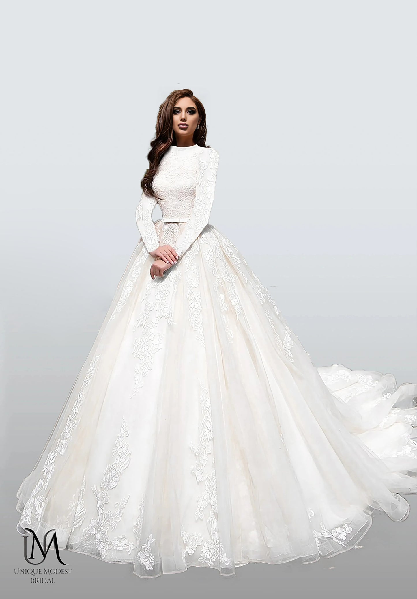 Veronica - Elegant Satin A-Line Modest Wedding Dress