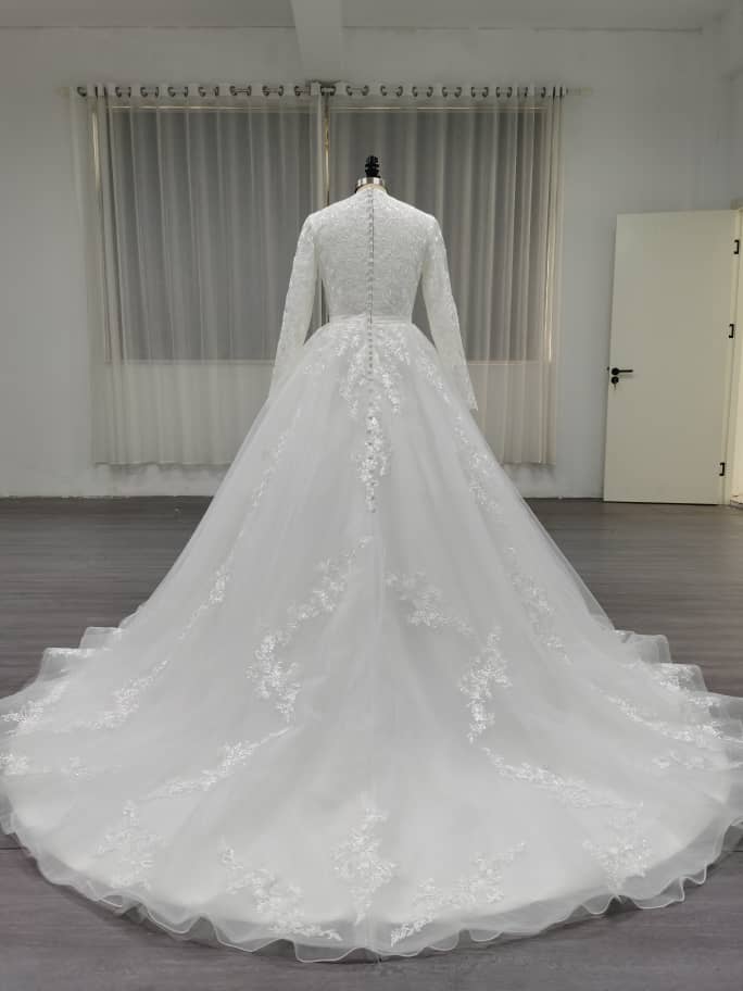 Veronica - Elegant Satin A-Line Modest Wedding Dress