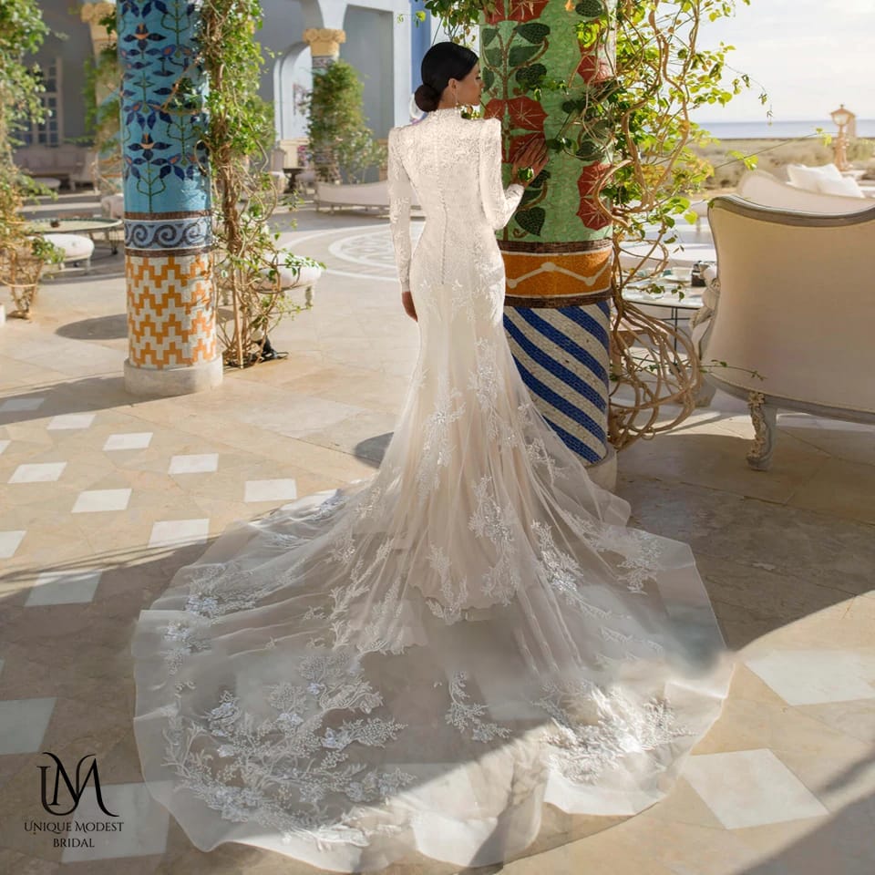 Fantasy - Sophisticated Modest Mermaid Bridal Gown for Modest Brides
