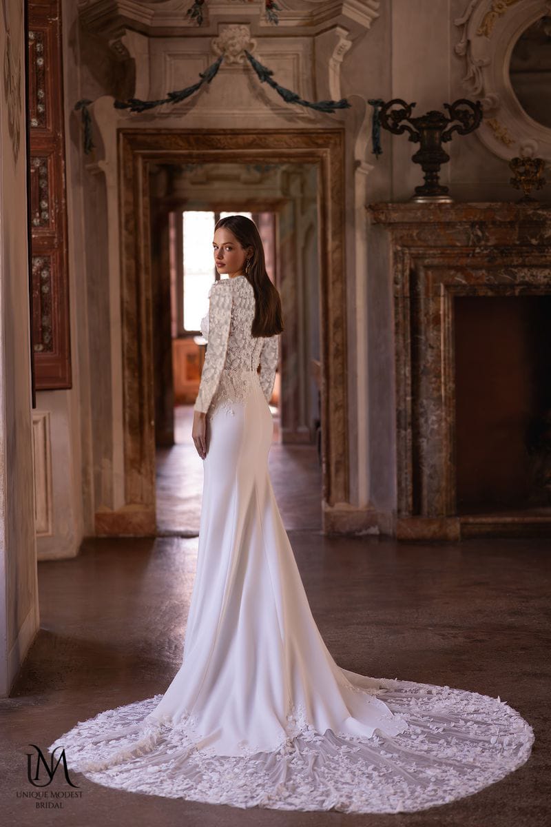 Flower - Beautiful Modest Mermaid Wedding Dress