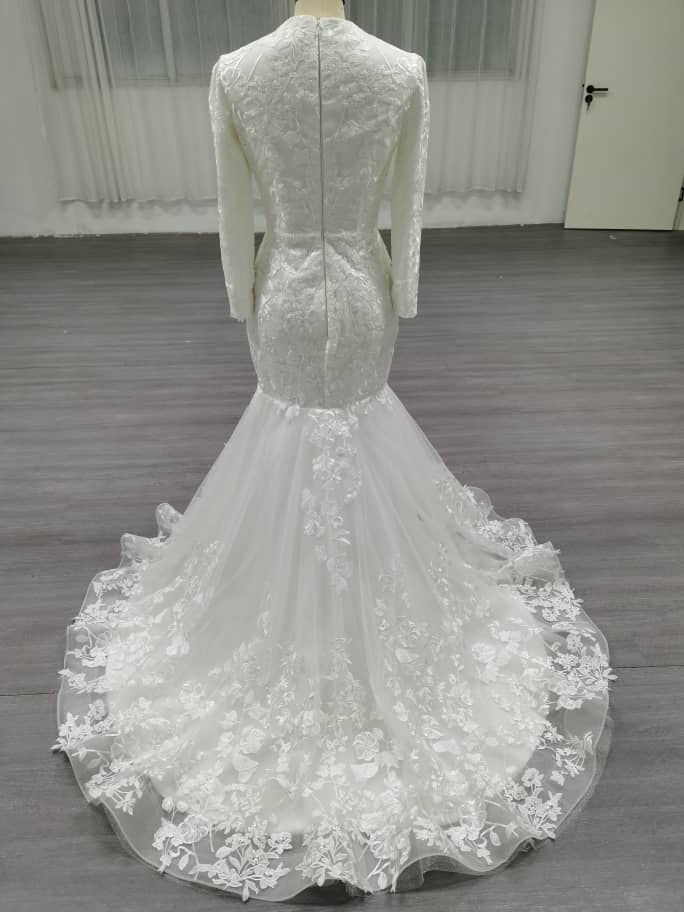 White - Luxurious Modest Mermaid Wedding Dress