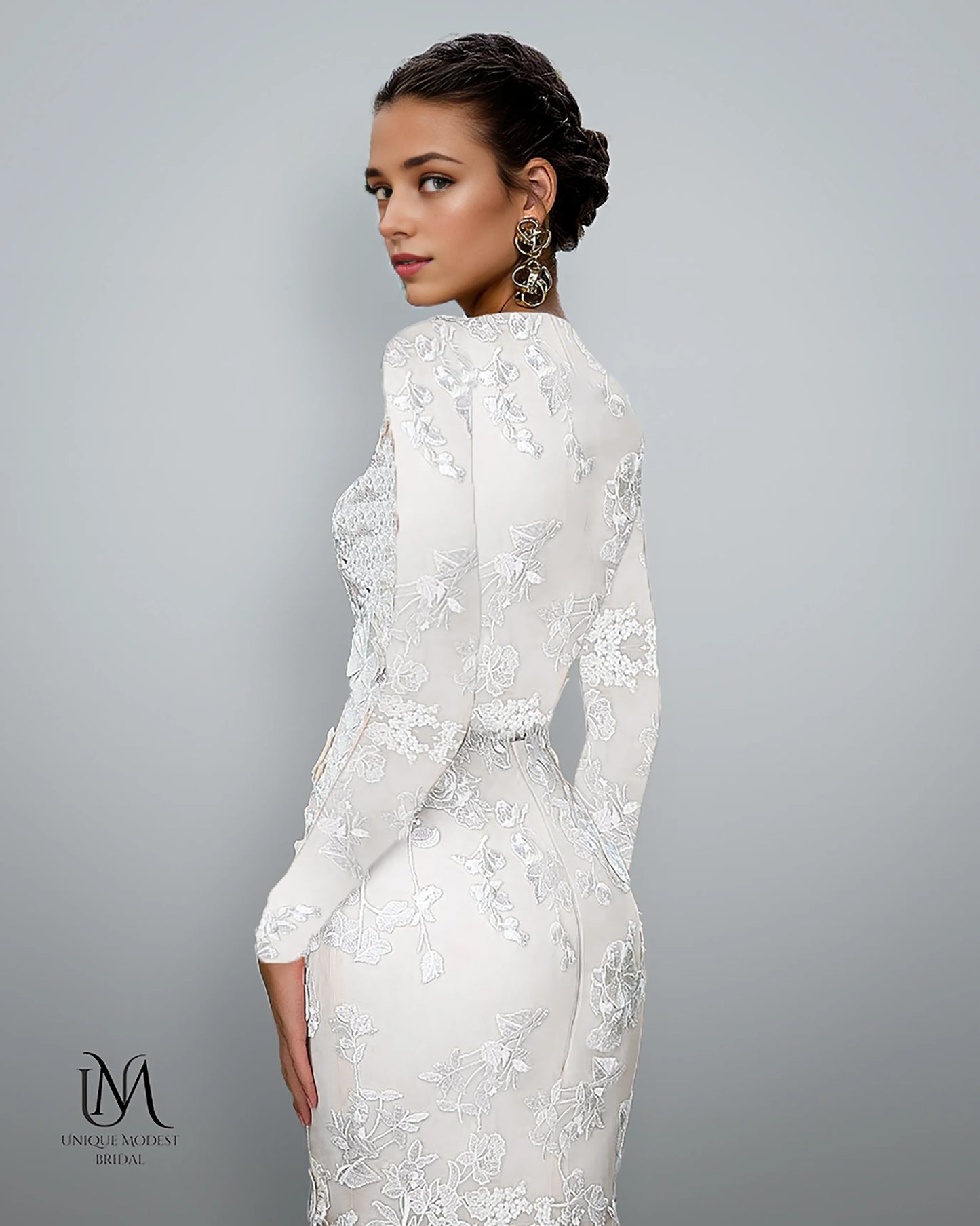 White - Luxurious Modest Mermaid Wedding Dress