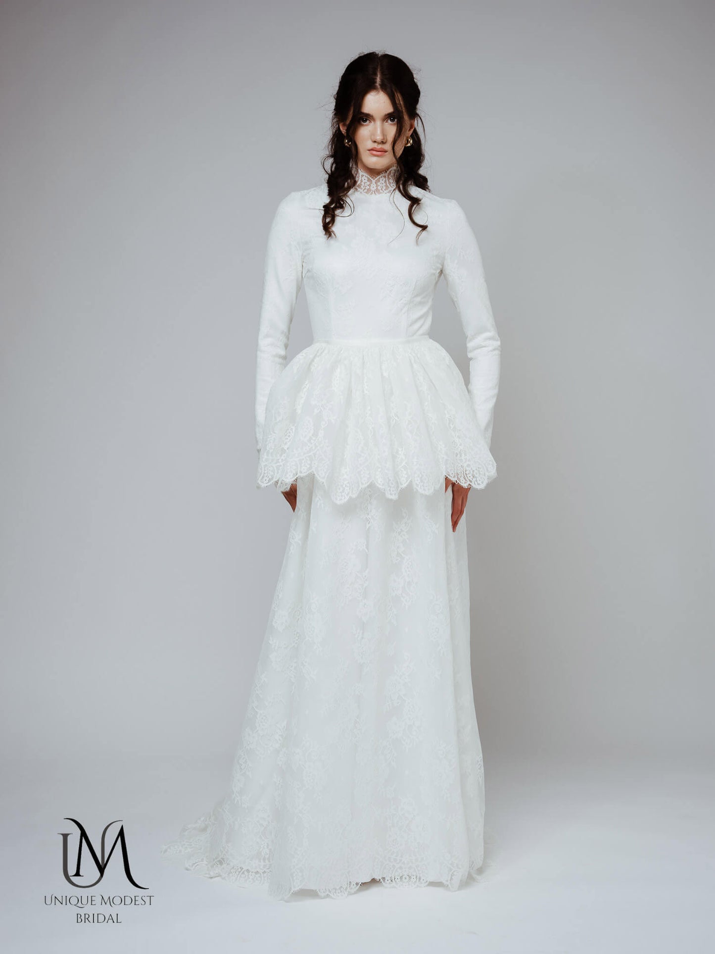 Angel - Modest Lace Long-Sleeve Wedding Dress with High Neck