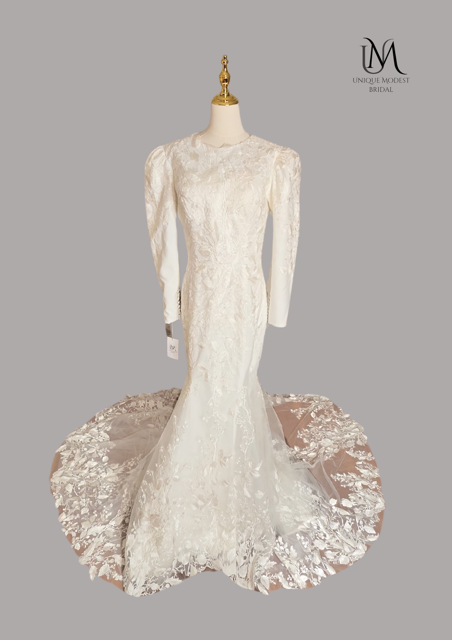Crystal - Long Sleeve Mermaid Modest Wedding Dress