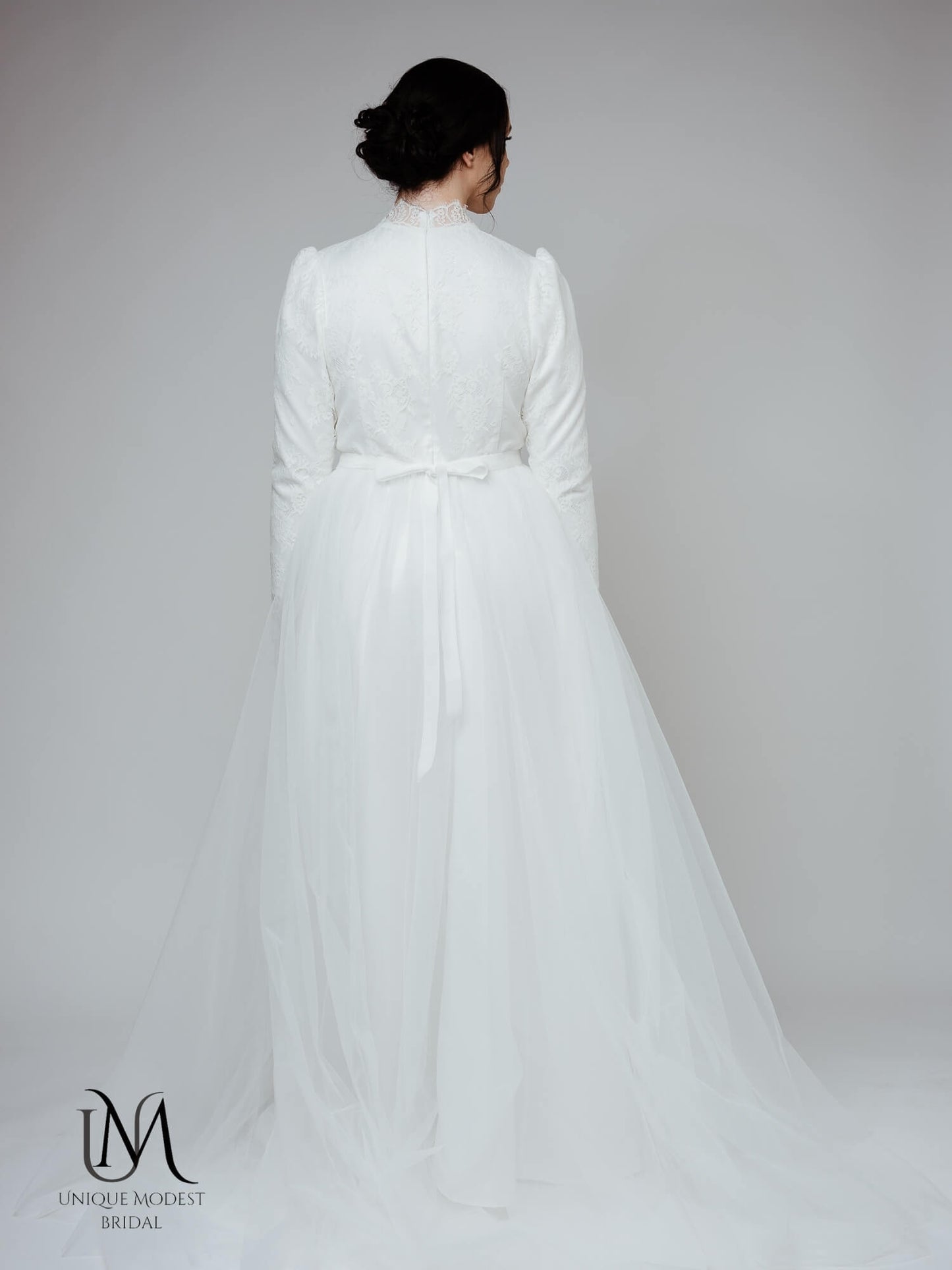 Diamond - Modest Lace and Tulle Long-Sleeve Wedding Dress
