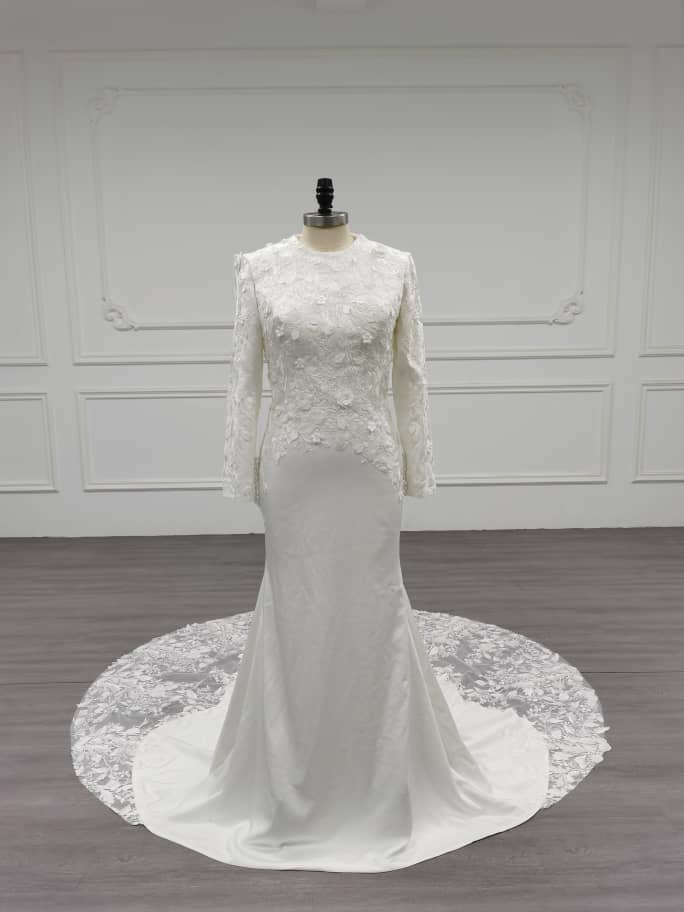 Flower - Beautiful Modest Mermaid Wedding Dress