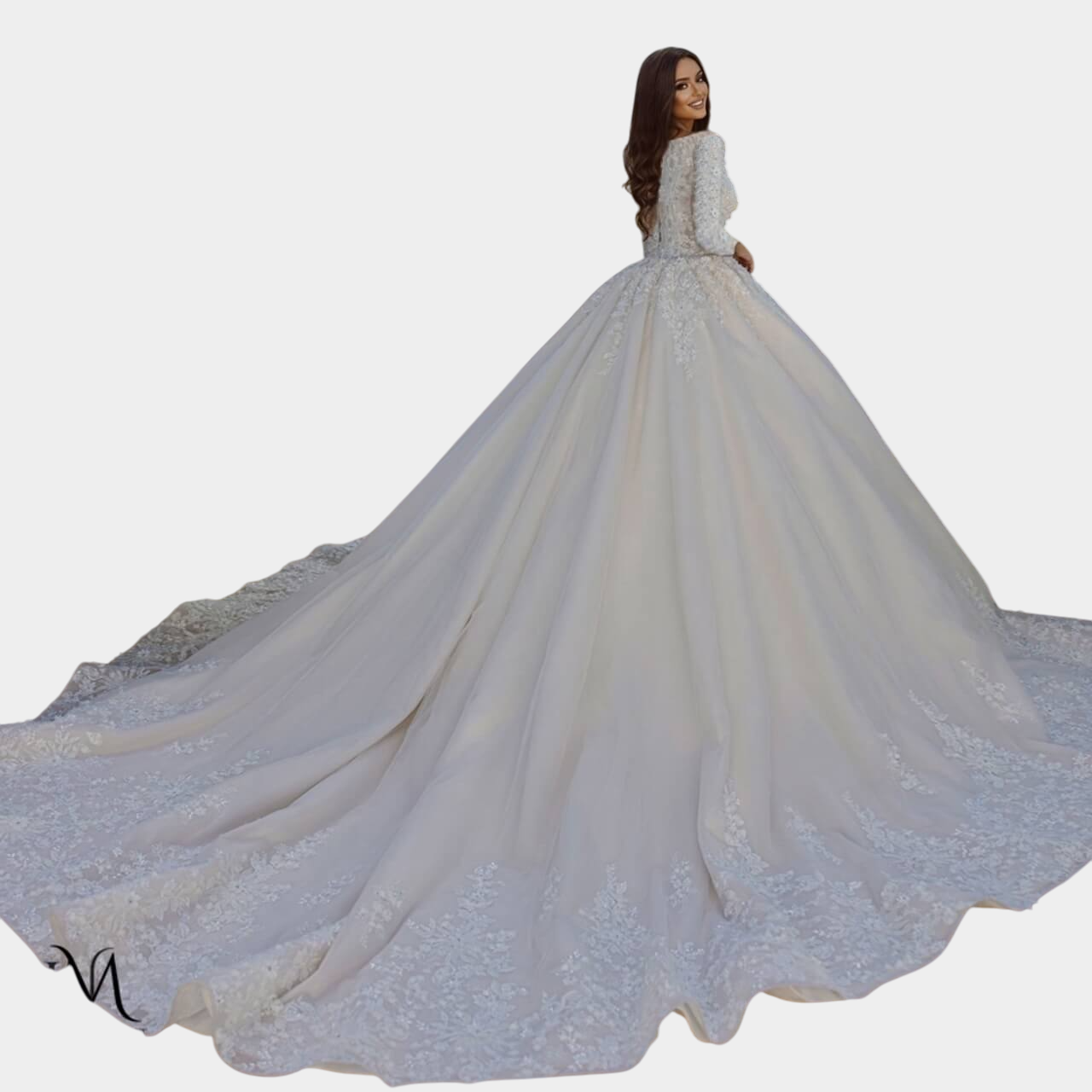 Luna - Elegant Satin A-Line / Ball Gown Modest Wedding Dress