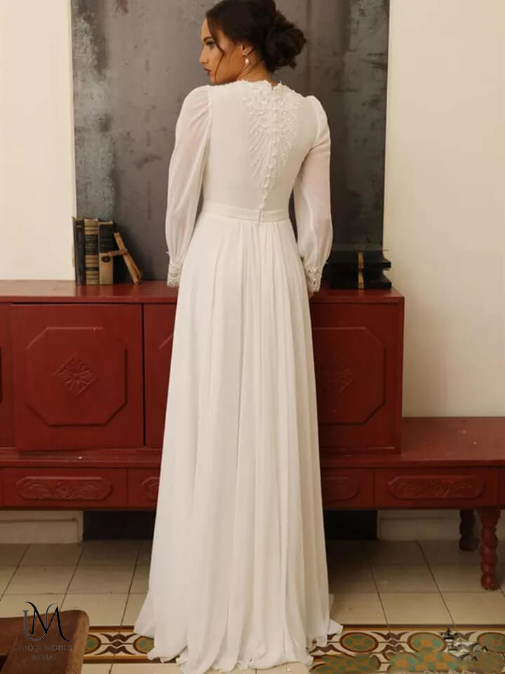 Mercury - Elegant Simple Flow Modest Wedding Dress