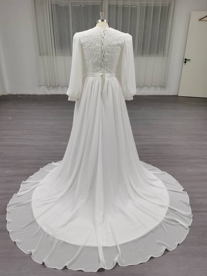 Mercury - Elegant Simple Flow Modest Wedding Dress