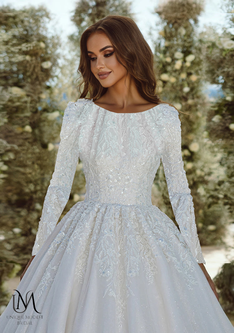 Radiantique - Elegant A-Line / Ball Gown Modest Wedding Dress