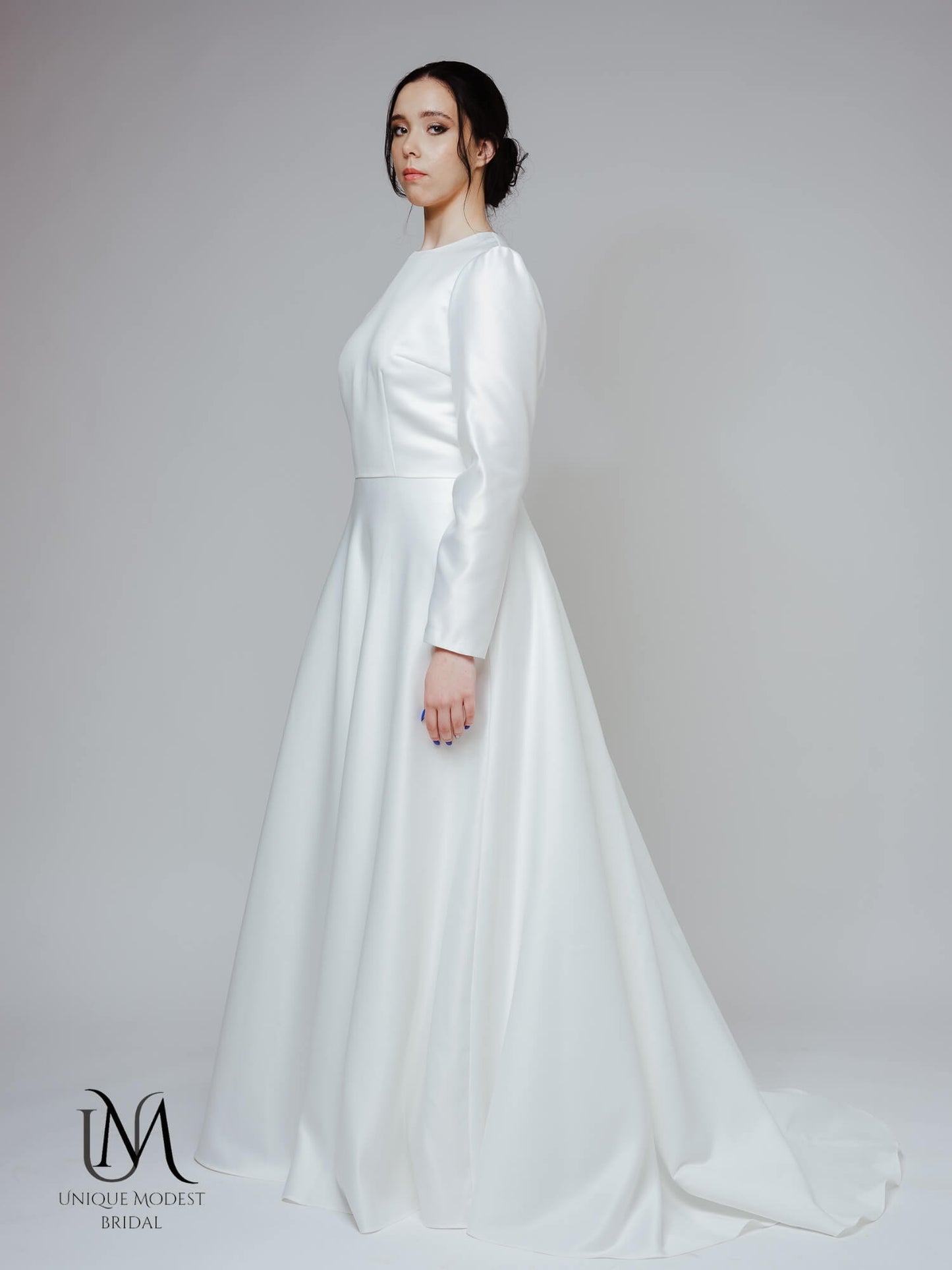 Savana – Modest Plus Size Satin Wedding Dress