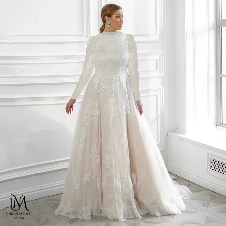 Chicella - Elegant Long Sleeve Modest Wedding Dress