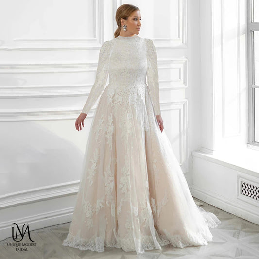 Chicella - Elegant Long Sleeve Modest Wedding Dress