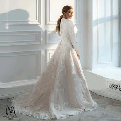 Chicella - Elegant Long Sleeve Modest Wedding Dress